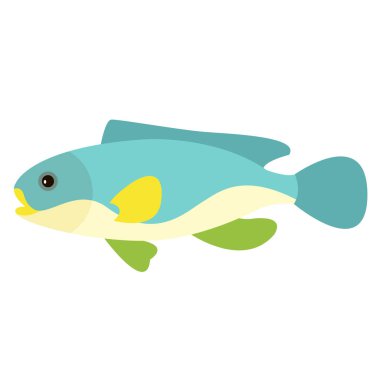 Mavi balık düz illüstrasyon