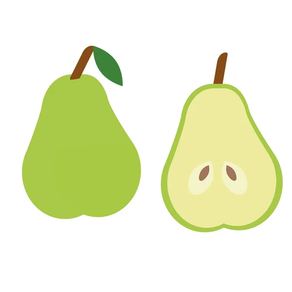 Green pear flat illustration — Stock Vector