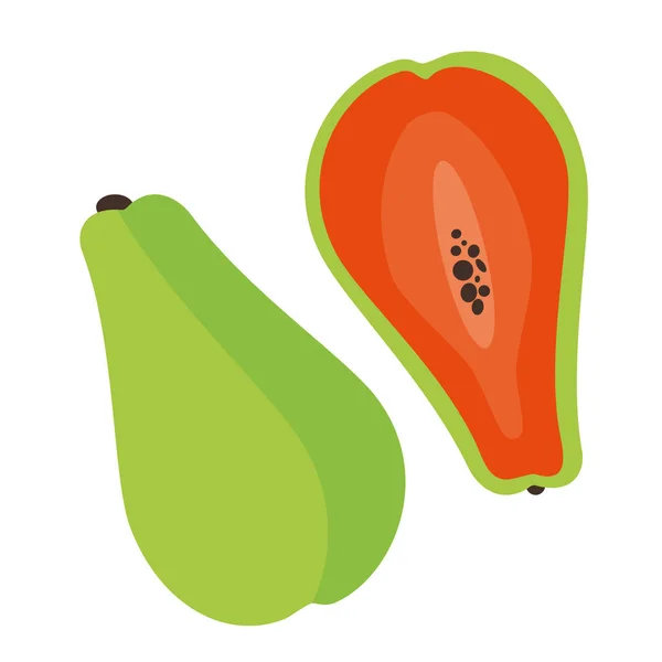 Papaja lapos illusztráció — Stock Vector