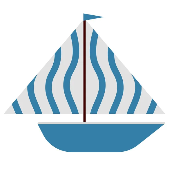 Niebieska łódź płaska ilustracja — Wektor stockowy