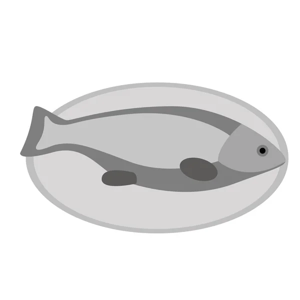 Fish on a plate flat illustration — Stock Vector