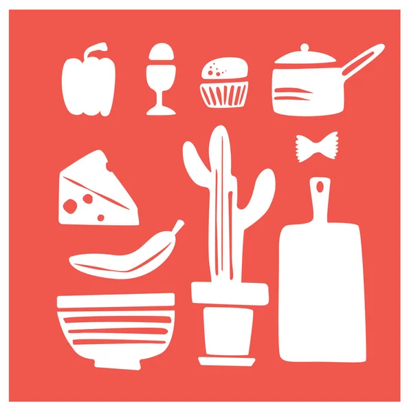 Patrón de cocina ilustración plana — Vector de stock