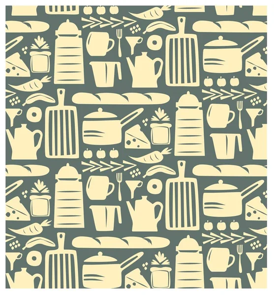 Keuken patroon platte illustratie — Stockvector