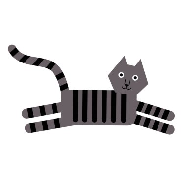 Gri kedi düz illüstrasyon