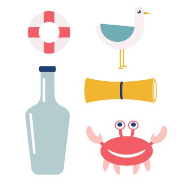 Deniz deseni düz illüstrasyon