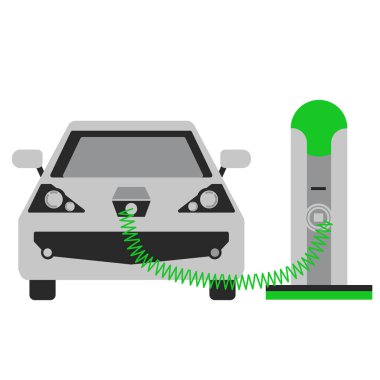 Şarj araba düz illüstrasyon