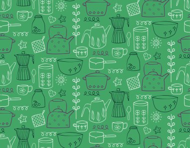 Mutfak desen düz illüstrasyon