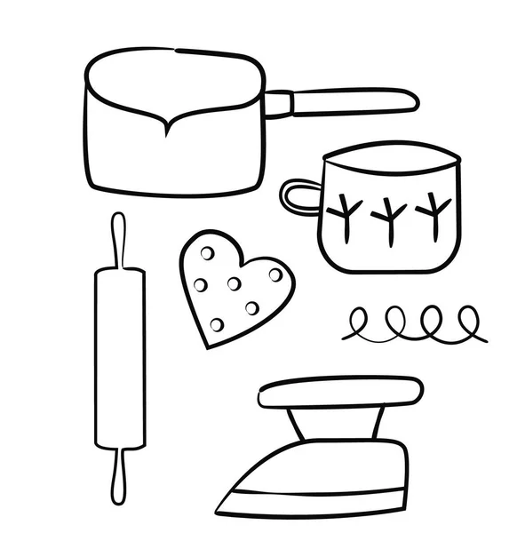 Menaje de cocina ilustración plana — Vector de stock