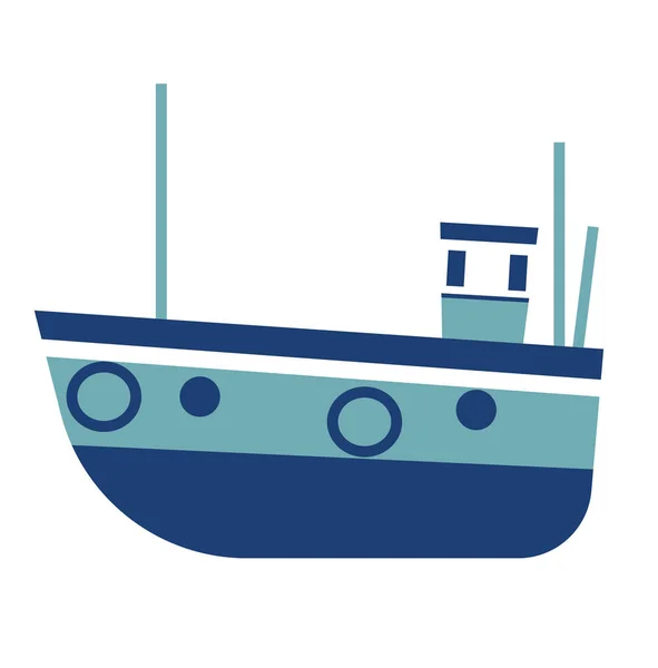 Illustration plate bateau bleu — Image vectorielle