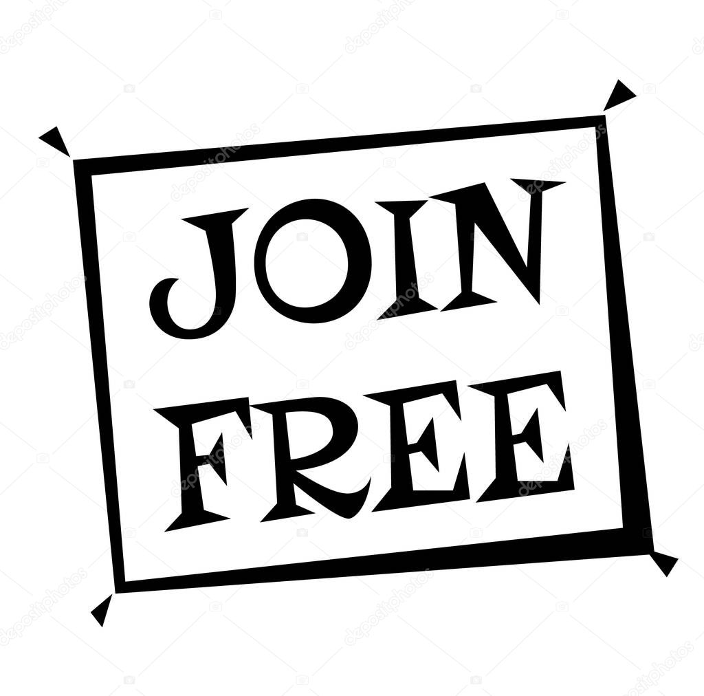JOIN FREE stamp on white