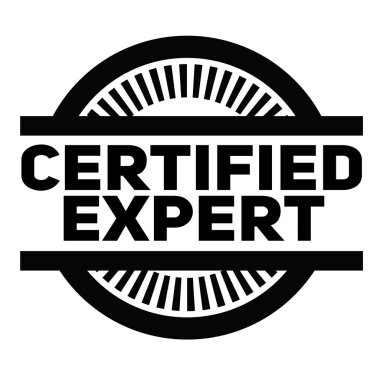 Beyaz üzerinde sertifikalı uzman damgası