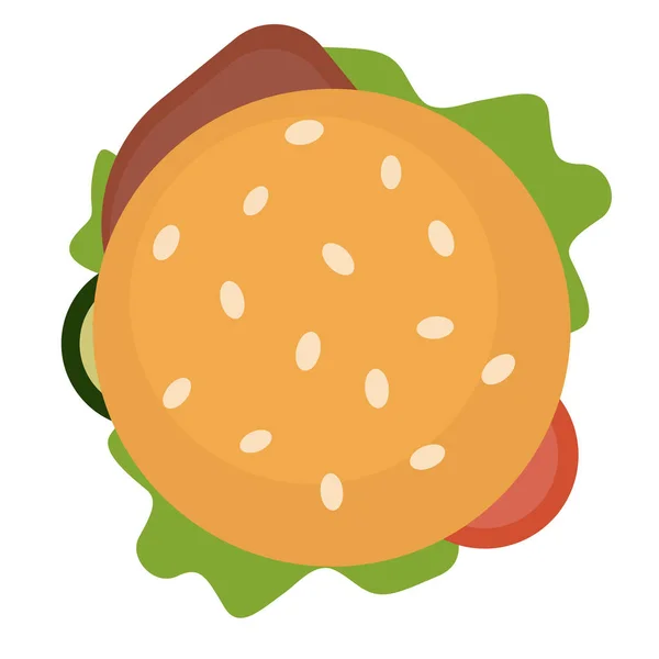 Beyaz hamburger düz illüstrasyon — Stok Vektör