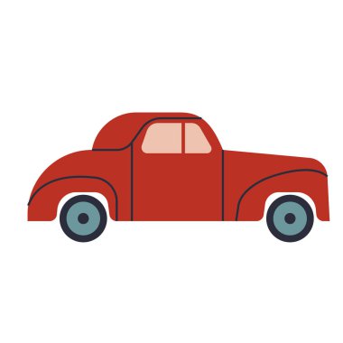 Beyaz üzerine kırmızı araba düz illüstrasyon