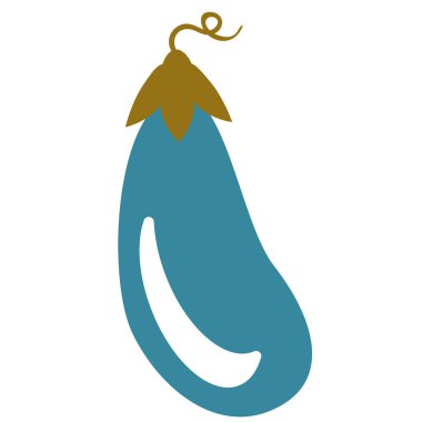 Beyaz mavi patlıcan düz illüstrasyon