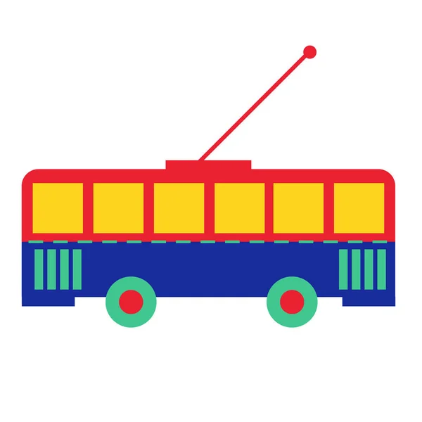 Färgglada trådbuss Flat illustration på vit — Stock vektor