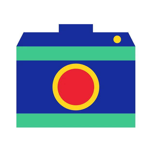 Ilustración plana colorida de la cámara fotográfica en blanco — Archivo Imágenes Vectoriales