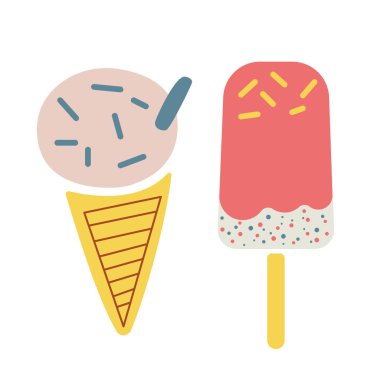 Dondurma düz resimde beyaz