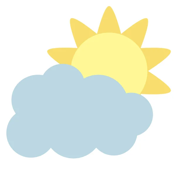 Zon en wolk platte illustratie op wit — Stockvector