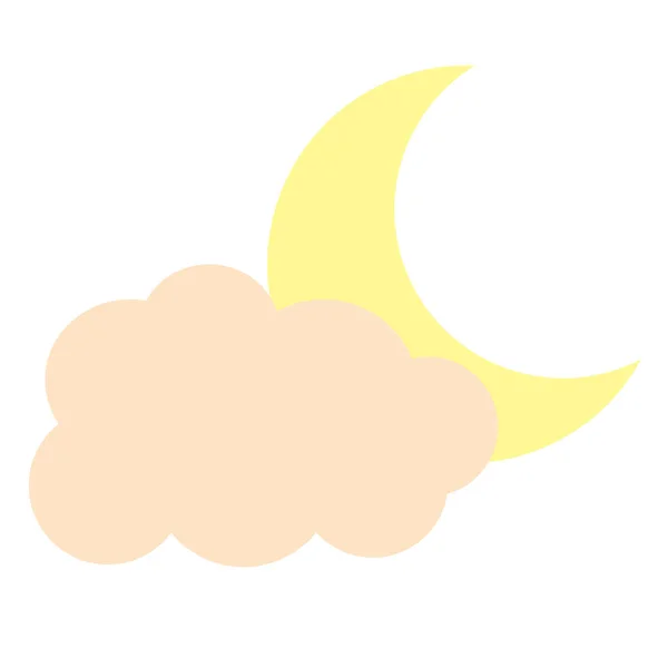 Illustration plate lune et nuage sur blanc — Image vectorielle