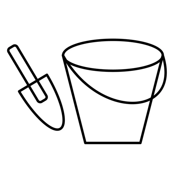 Ведро и лопата плоская иллюстрация на белом — стоковый вектор
