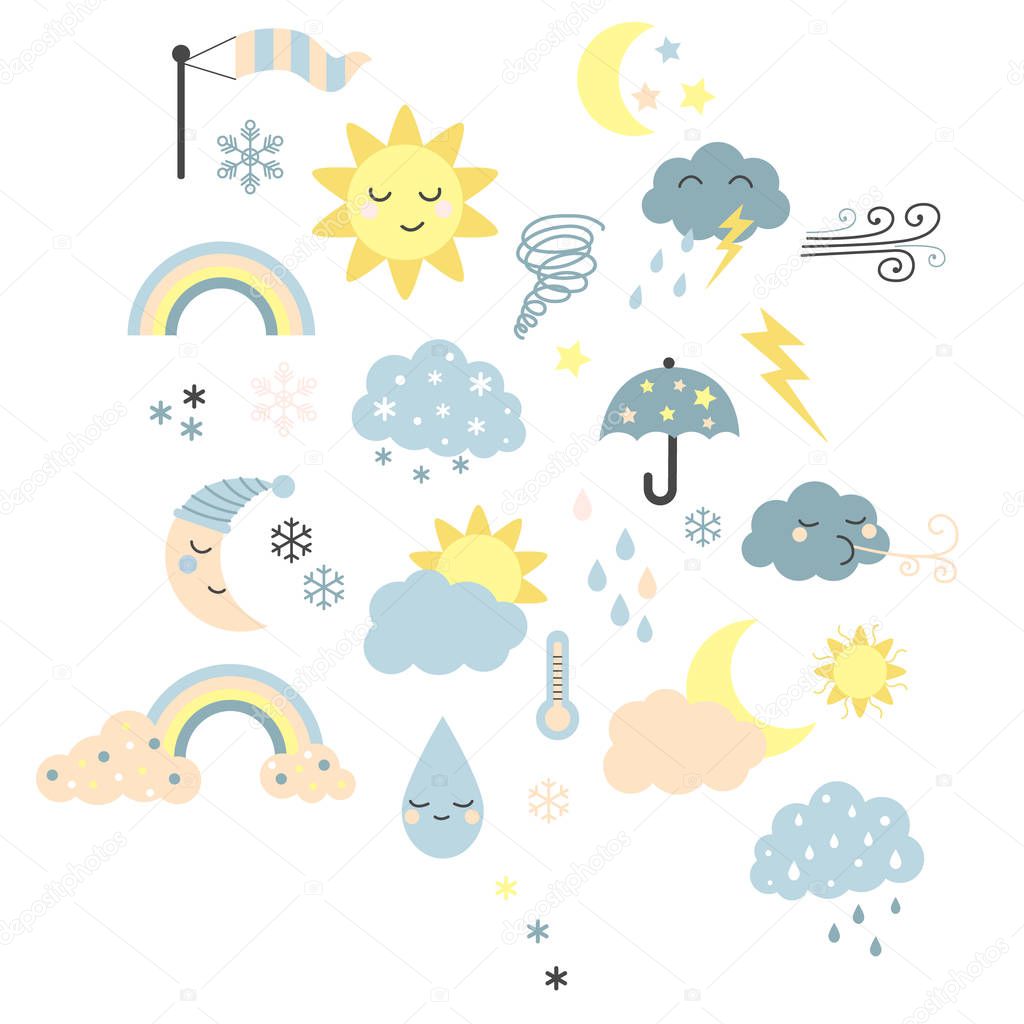 Weather pattern flat illustration on white