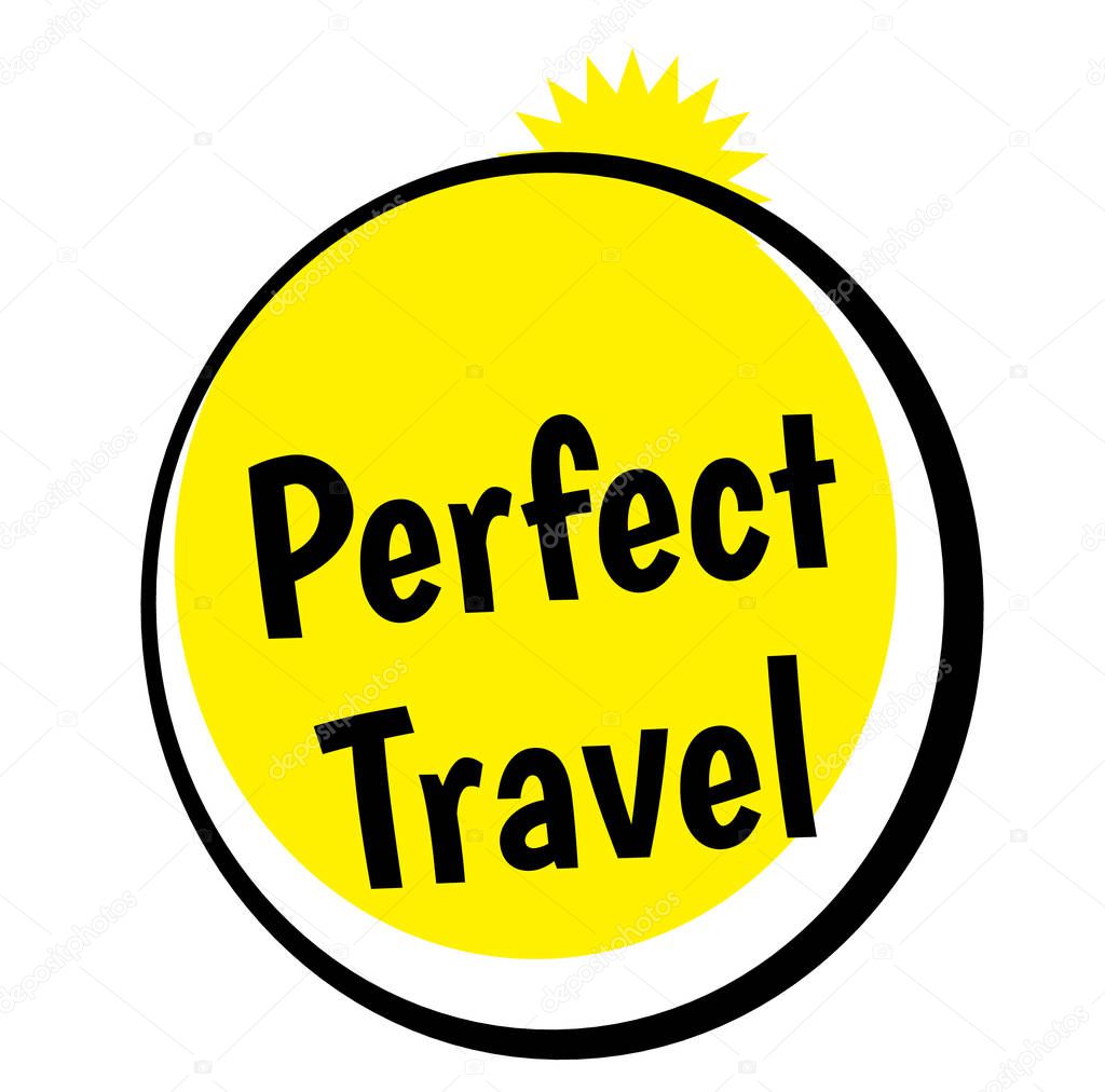 PERFECT TRAVEL stamp on white background