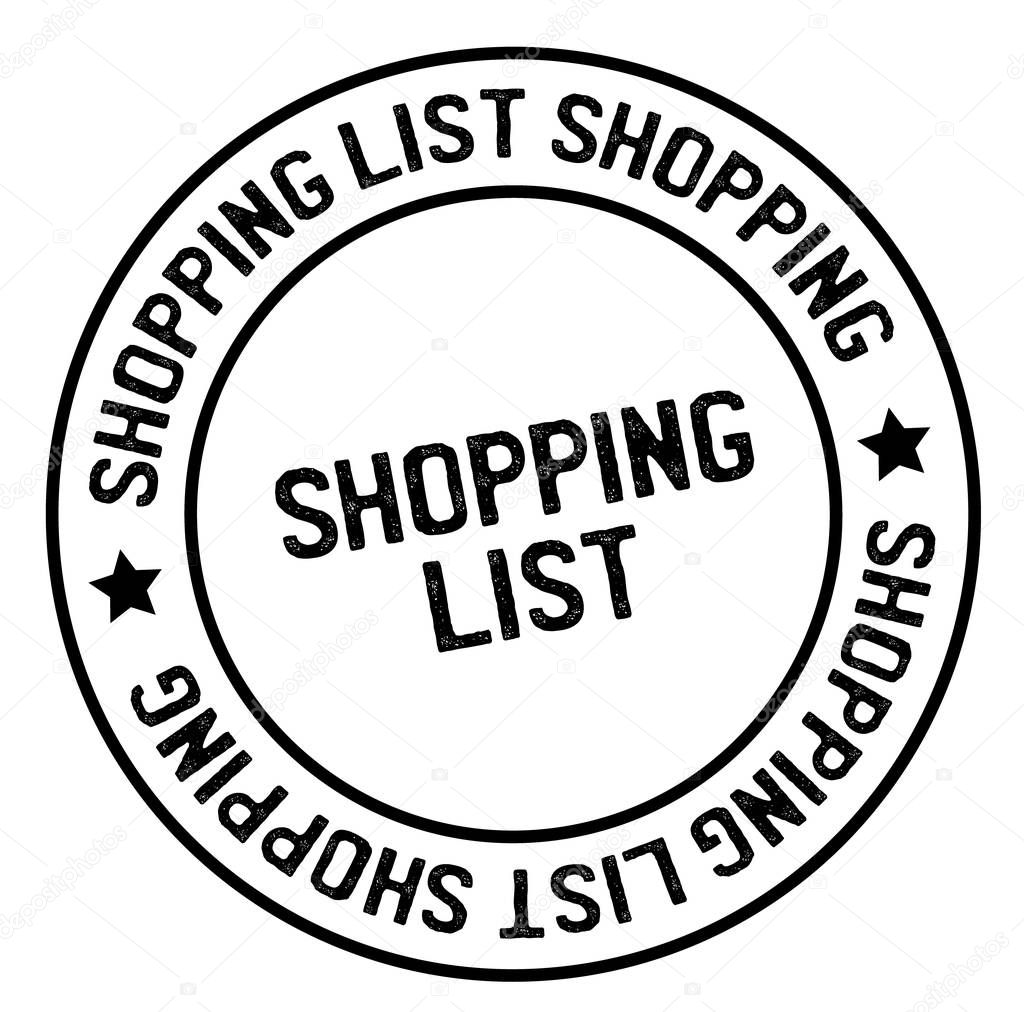 SHOPPING LIST stamp on white background