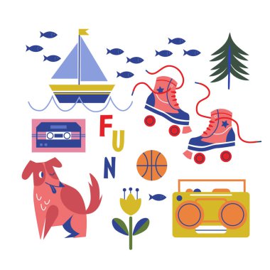 Çocuk deseni geometrik illüstrasyon beyaz izole