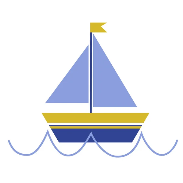 Barca illustrazione geometrica isolata su bianco — Vettoriale Stock