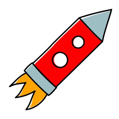 Arka planda izole edilmiş roket geometrik illüstrasyon