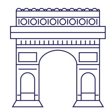 Arka planda izole arc de triomphe geometrik illüstrasyon