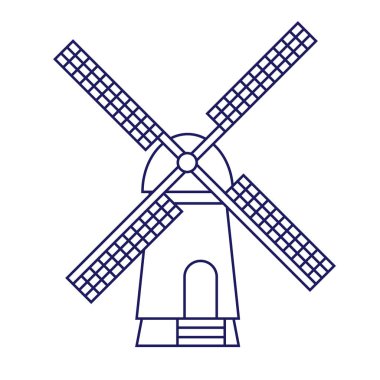 Arka planda yel değirmeni geometrik çizimi izole edildi