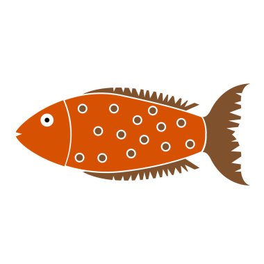 Arka planda izole kahverengi balık geometrik illüstrasyon