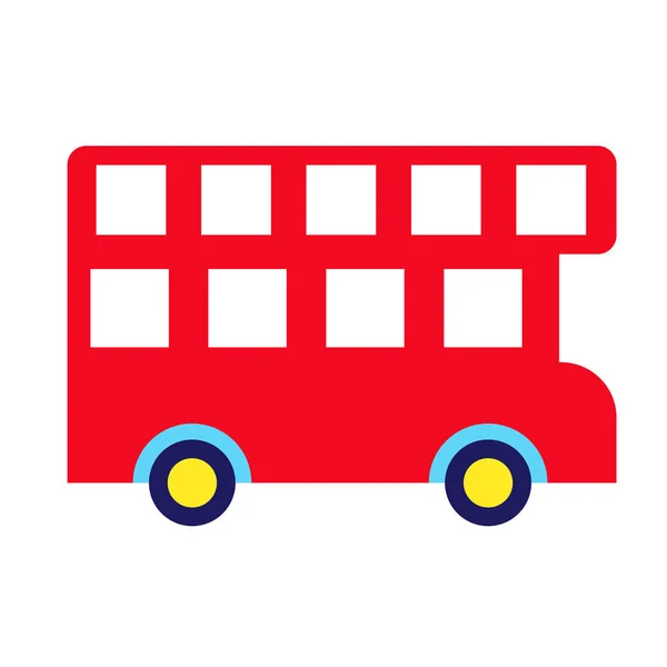 Κόκκινο διπλό λεωφορείο γεωμετρική εικόνα απομονώνεται στο παρασκήνιο — Διανυσματικό Αρχείο