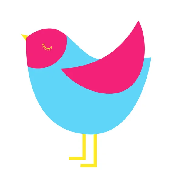 Ilustración geométrica de pájaro azul y rosa aislada sobre fondo — Vector de stock