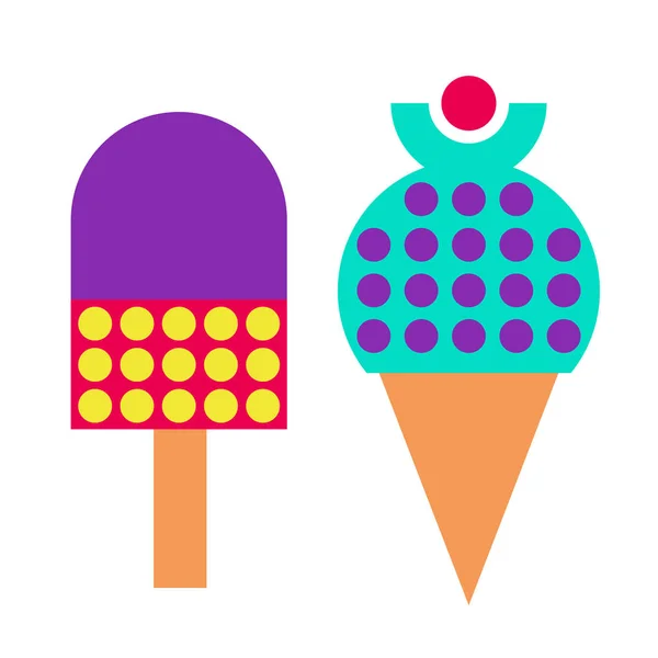 Ice cream geometric illustration isolated on background — Stock Vector