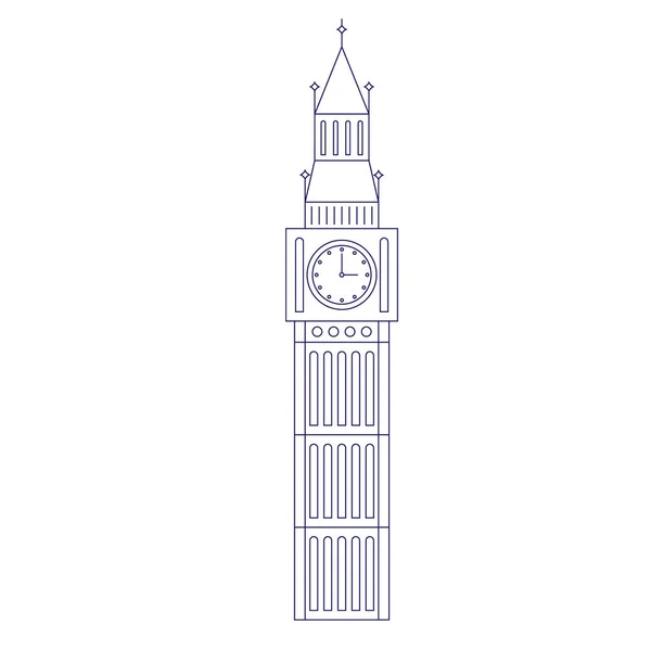 Illustration géométrique Big Ben isolée sur fond — Image vectorielle