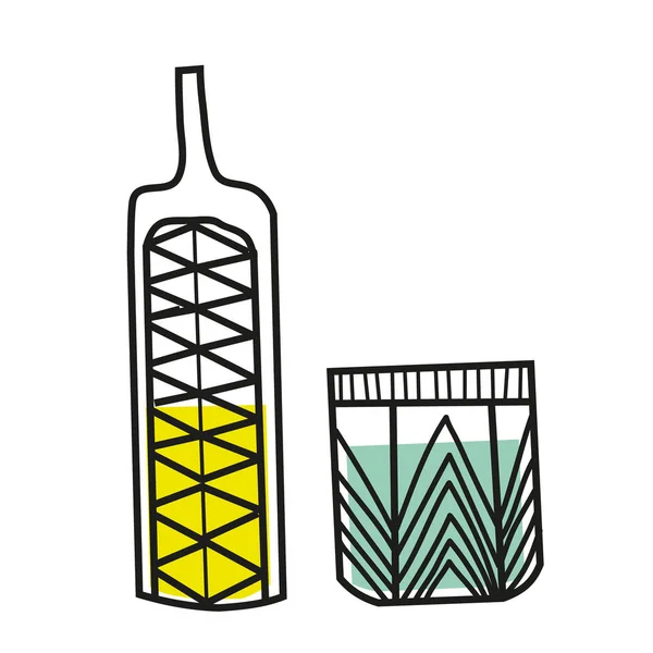 Bottiglie disegnato a mano illustrazione isolato su sfondo — Vettoriale Stock