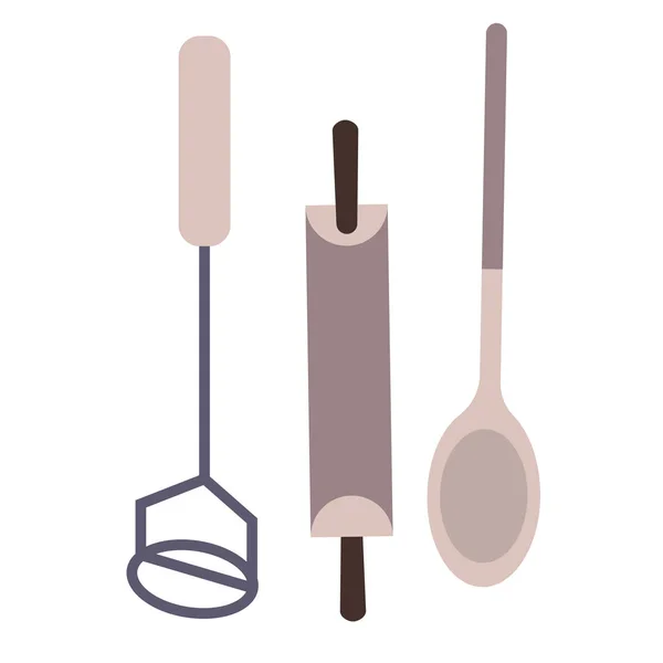 Keuken gebruiksvoorwerpen geometrische illustratie geïsoleerd op achtergrond — Stockvector
