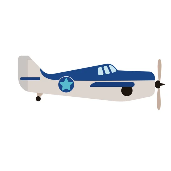 Blauwe vliegtuig geometrische illustratie geïsoleerd op achtergrond — Stockvector