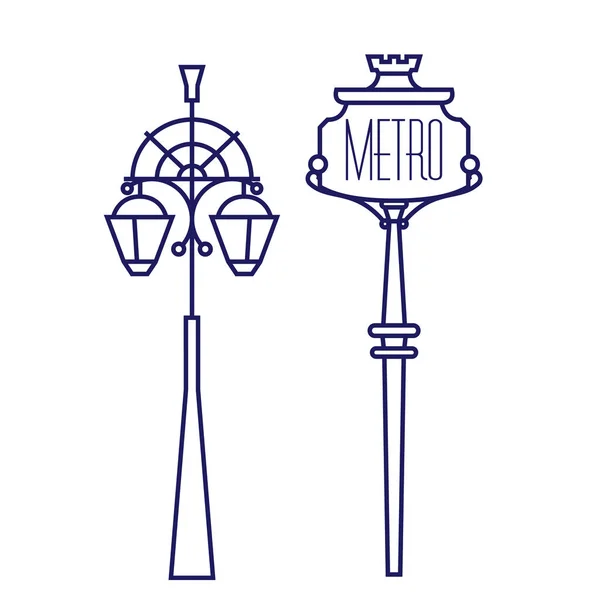 Метро Sing і вулична лампа геометрична ілюстрація ізольована на фоні — стоковий вектор