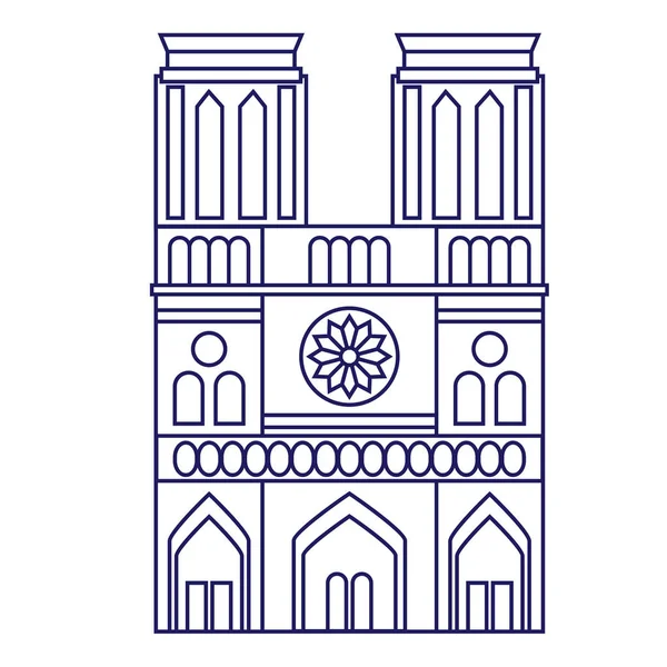 Illustration géométrique Notre Dame de Paris isolée sur fond — Image vectorielle