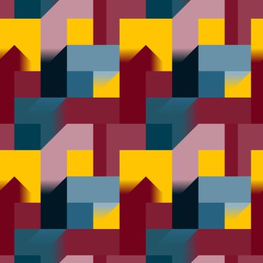 Geometrik şekilleri ve gölgeleri olan soyut dikdörtgen biçimsiz desen