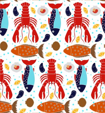 Istakoz desen dikişsiz geometrik tasarım