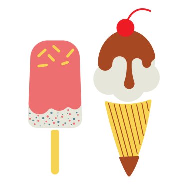 Dondurma düz resimde beyaz