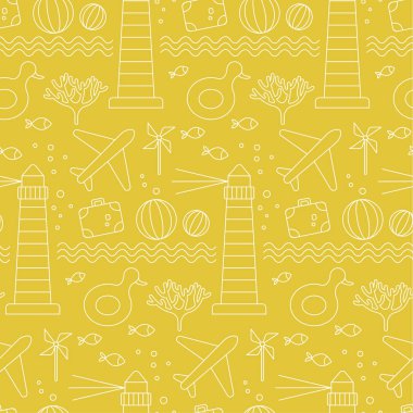 Sahil desen düz illüstrasyon dikişsiz tasarım