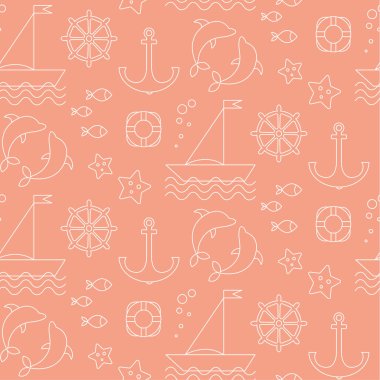 Sahil desen düz illüstrasyon dikişsiz tasarım