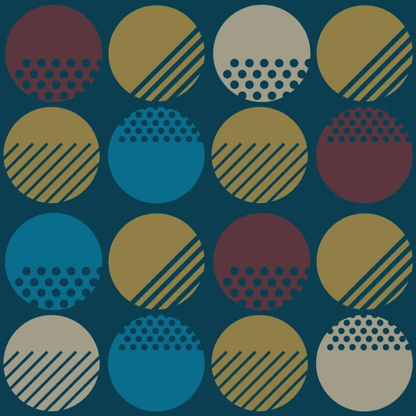 Patrón geométrico abstracto sin costura con círculos y rayas — Vector de stock