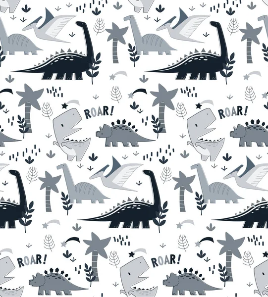 Dino pattern seamless cartoon design — Stock Vector