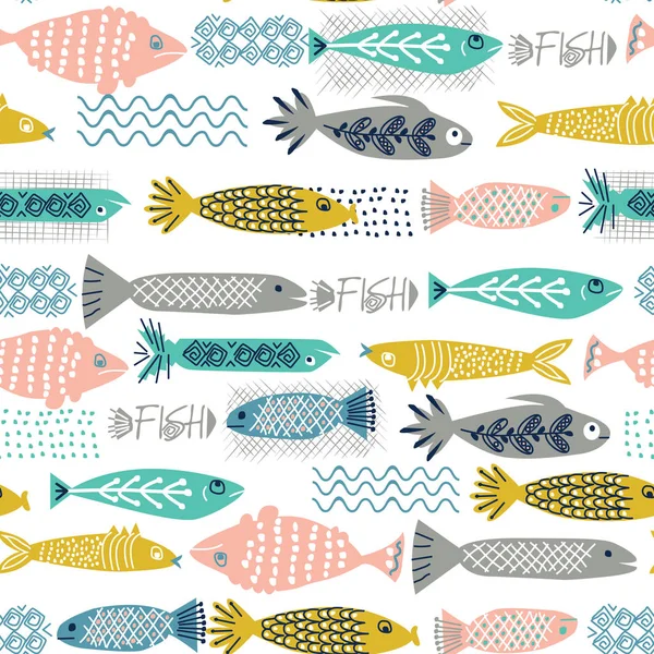 Pește model fără sudură design decorativ — Vector de stoc